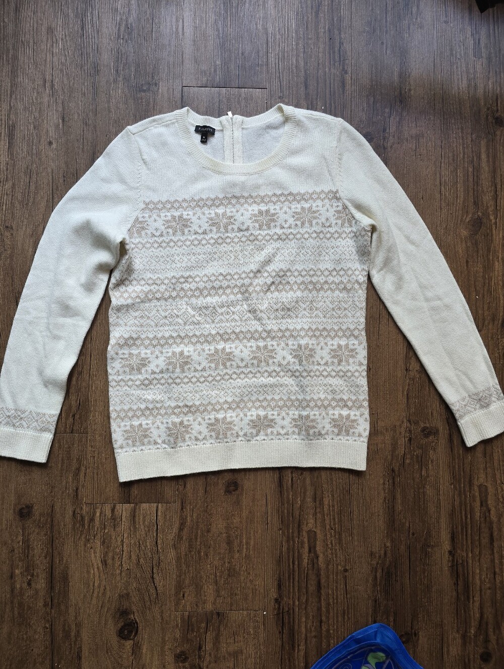 Women’s Talbots Cream And Gold Fair Isle Knit Sweater